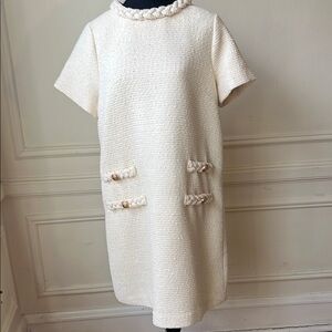 Tuckernuck Cream Tweed Mini Dress with Braided Trim
